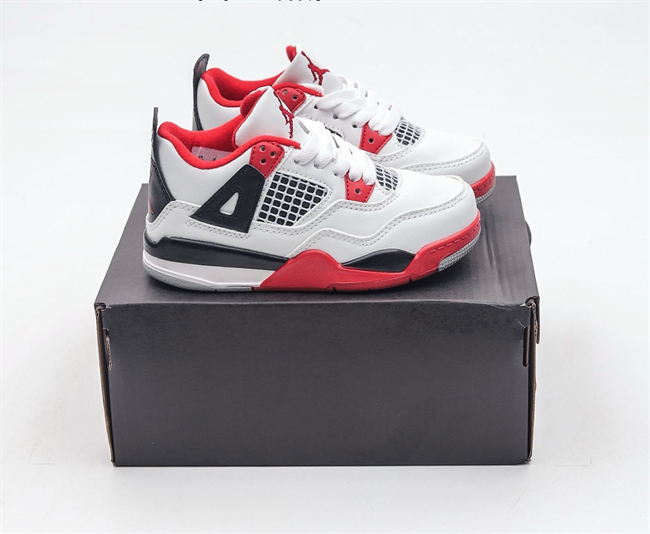 Youth Running weapon Super Quality Air Jordan 4 White/Red Shoes 032